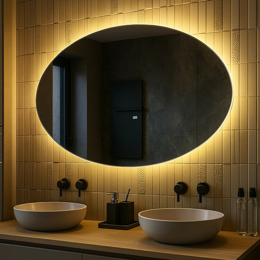 Spiegel Istanbul - Ei-vormige Spiegel - Indirecte Sportless Verlichting | Incl. Verwarming