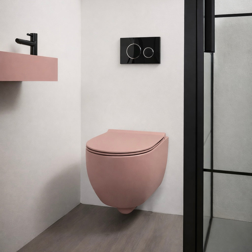 Xenz Gio Randloos Toilet 47cm met Vortexspoeling Roze Mat