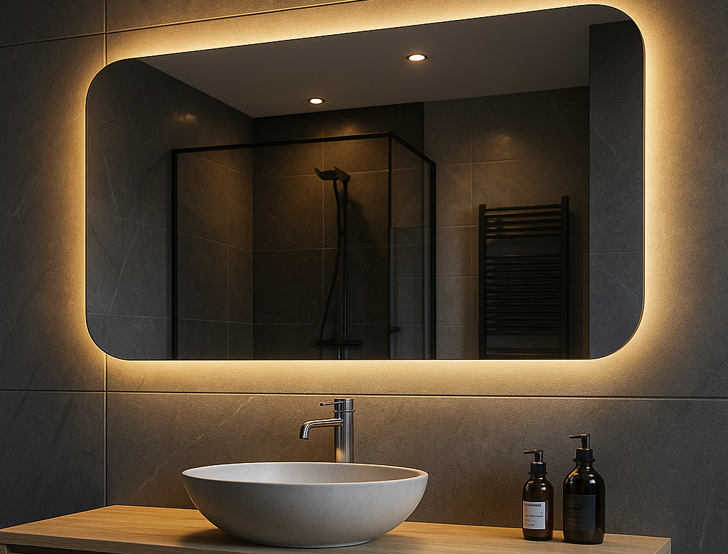 Spiegel Bangkok - D-vorm Spiegel - Indirecte Spotless Verlichting Rondom | Incl. Verwarming