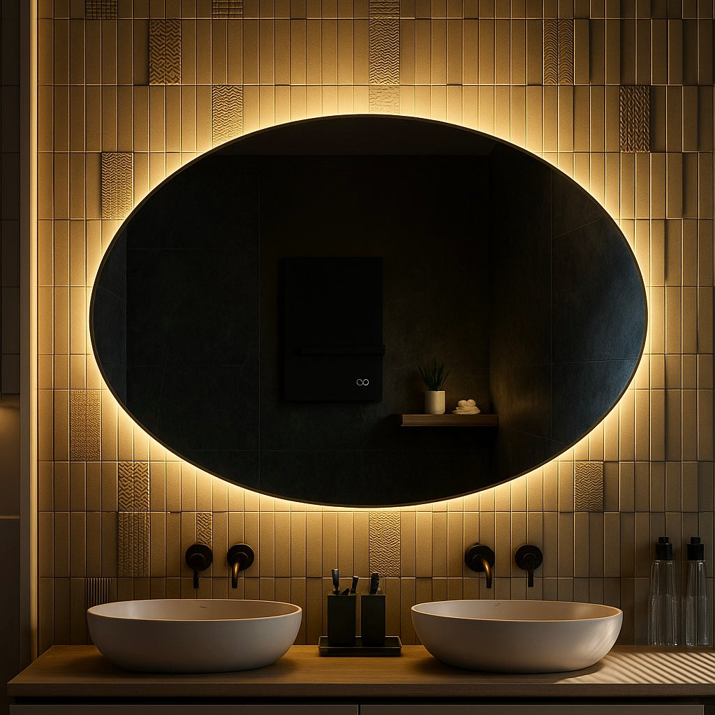 Spiegel Istanbul - Ei-vormige Spiegel - Indirecte Sportless Verlichting | Incl. Verwarming