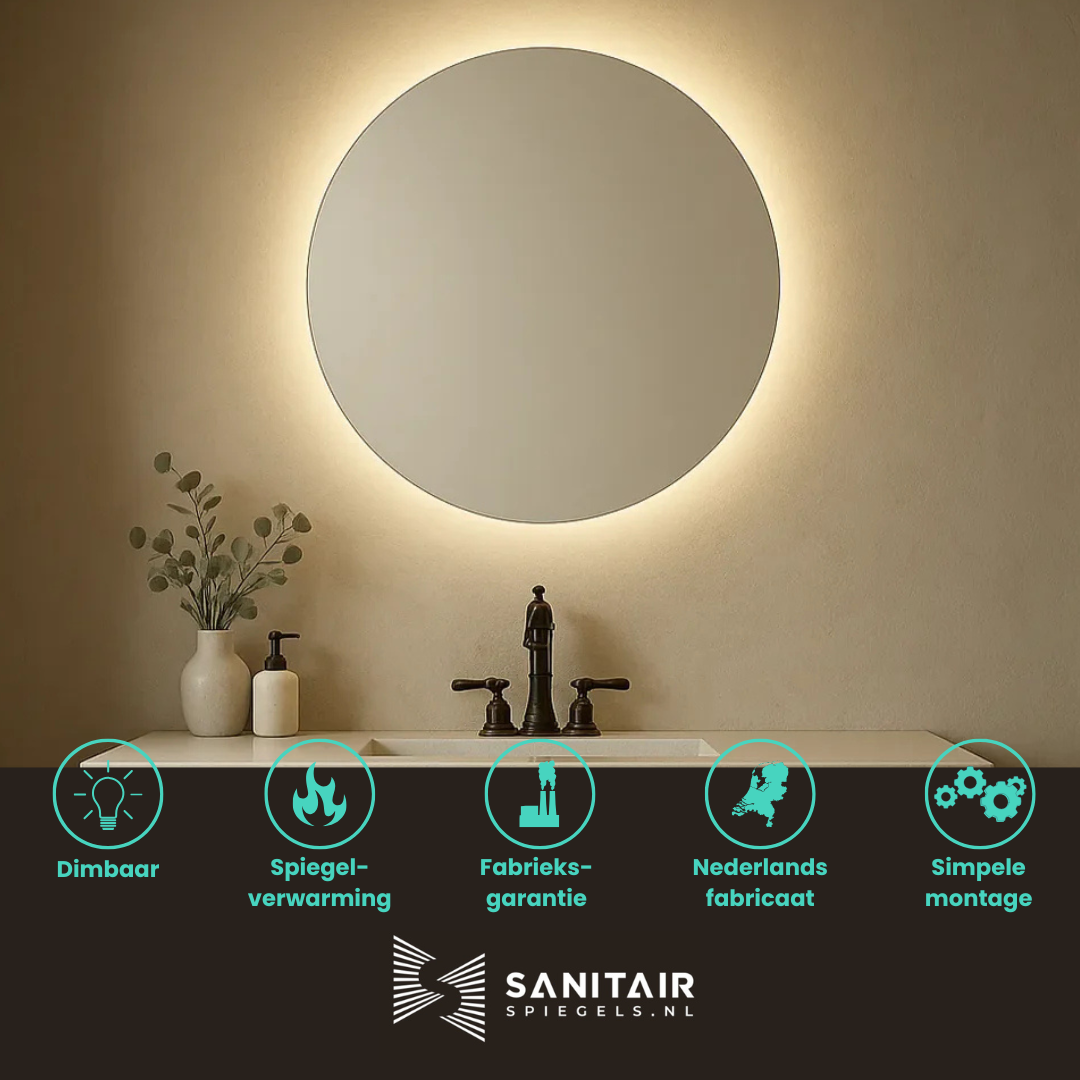 Spiegel Tokyo - Ronde Spiegel - Indirecte Spotless Verlichting | Incl. Verwarming