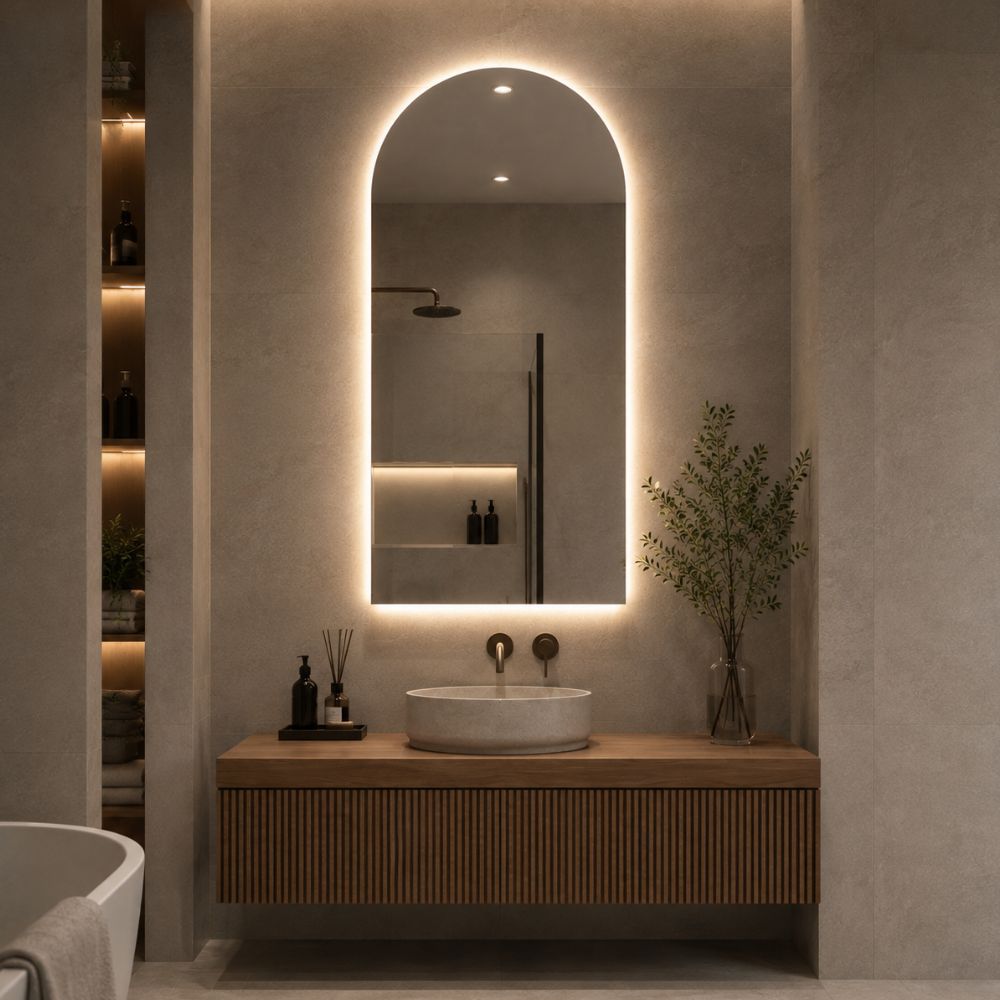 Dubai - Boogvormige Badkamerspiegel 60x90 cm - LED & Anti-Condens