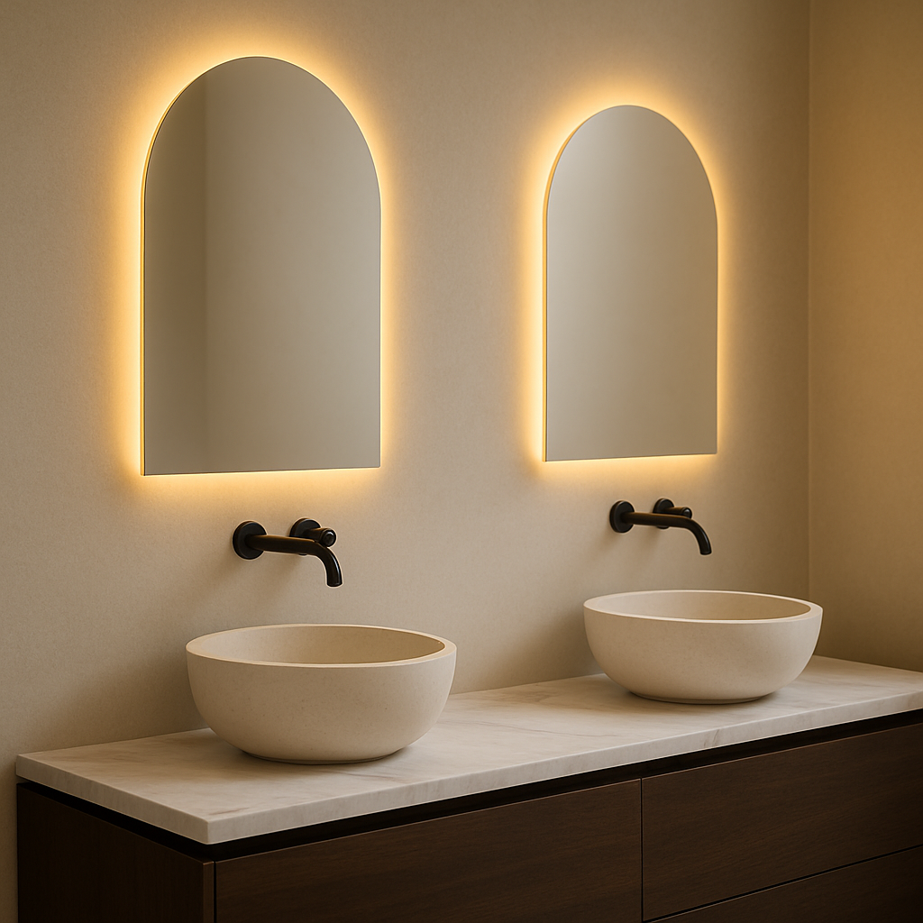 Spiegel Dubai - Rechthoekige Spiegel met Ronde Bovenkant - Indirect Spotless Verlichting | Incl. Verwarming