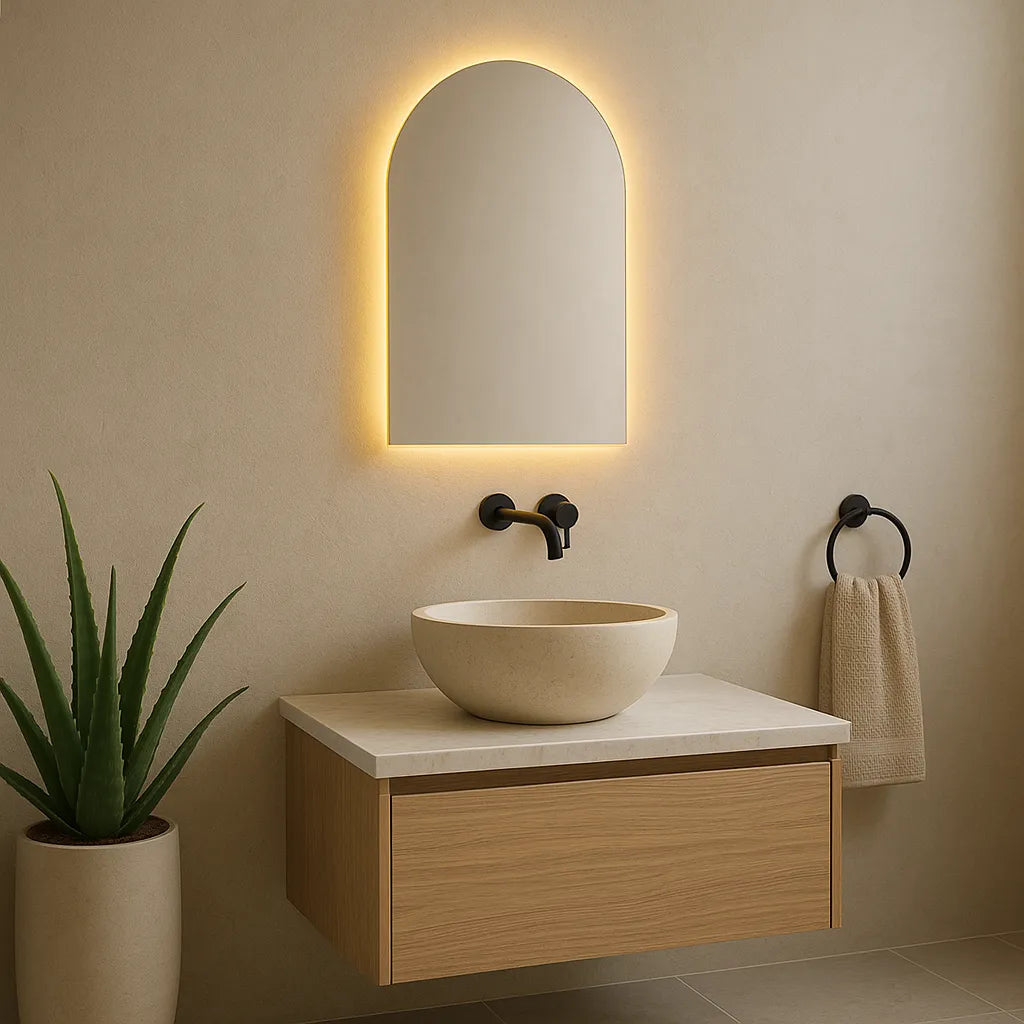 Spiegel Dubai - Rechthoekige Spiegel met Ronde Bovenkant - Indirect Spotless Verlichting | Incl. Verwarming