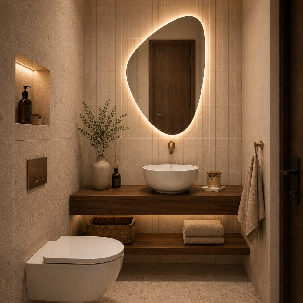 Helsinki - Organische Toiletspiegel 59 x 39 cm - Indirecte LED