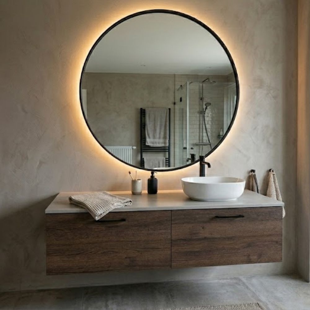 Spiegel New York - Ronde Spiegel met Zwarte Kaderrand - Ø100 cm