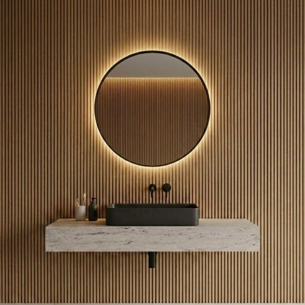 Spiegel New York - Ronde Spiegel met Zwarte Kaderrand - Ø40 cm