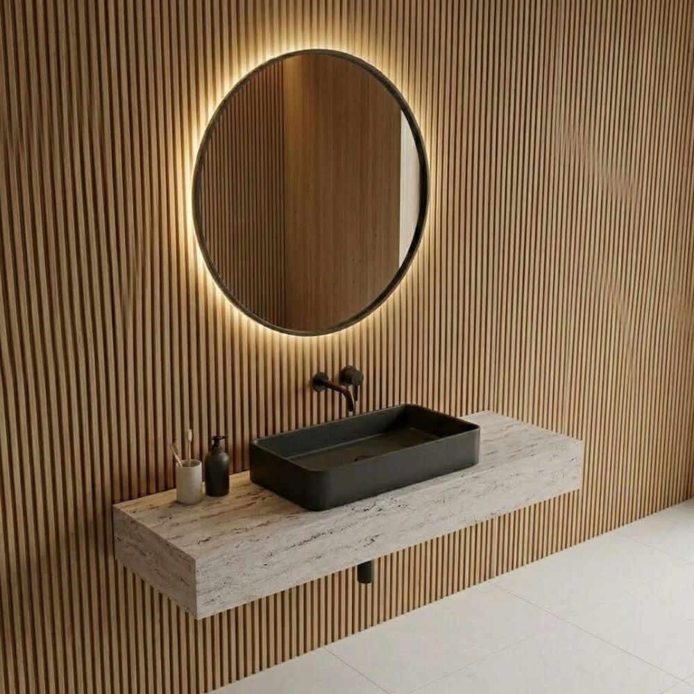 Spiegel New York - Ronde Spiegel met Zwarte Kaderrand - Ø40 cm