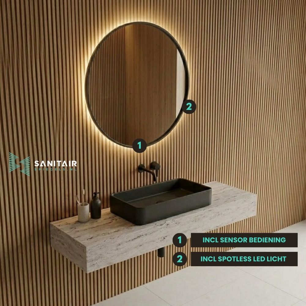 Spiegel New York - Ronde Spiegel met Zwarte Kaderrand - Ø40 cm