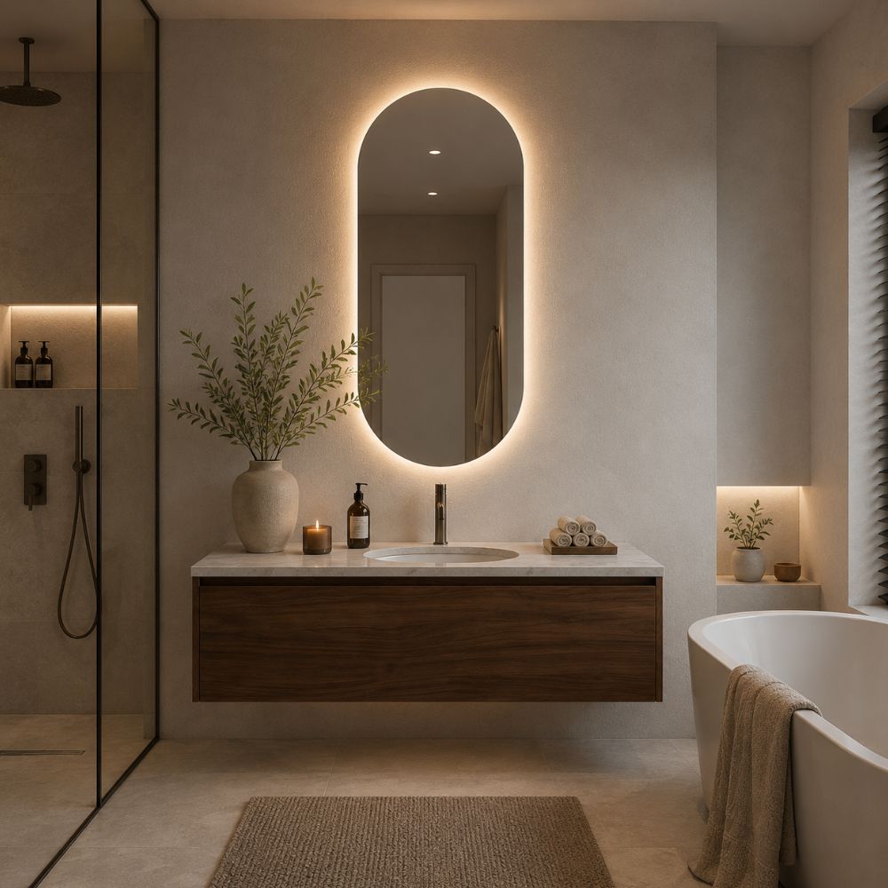 Sydney - Ovale Badkamerspiegel 70x140 cm - LED & Anti-Condens