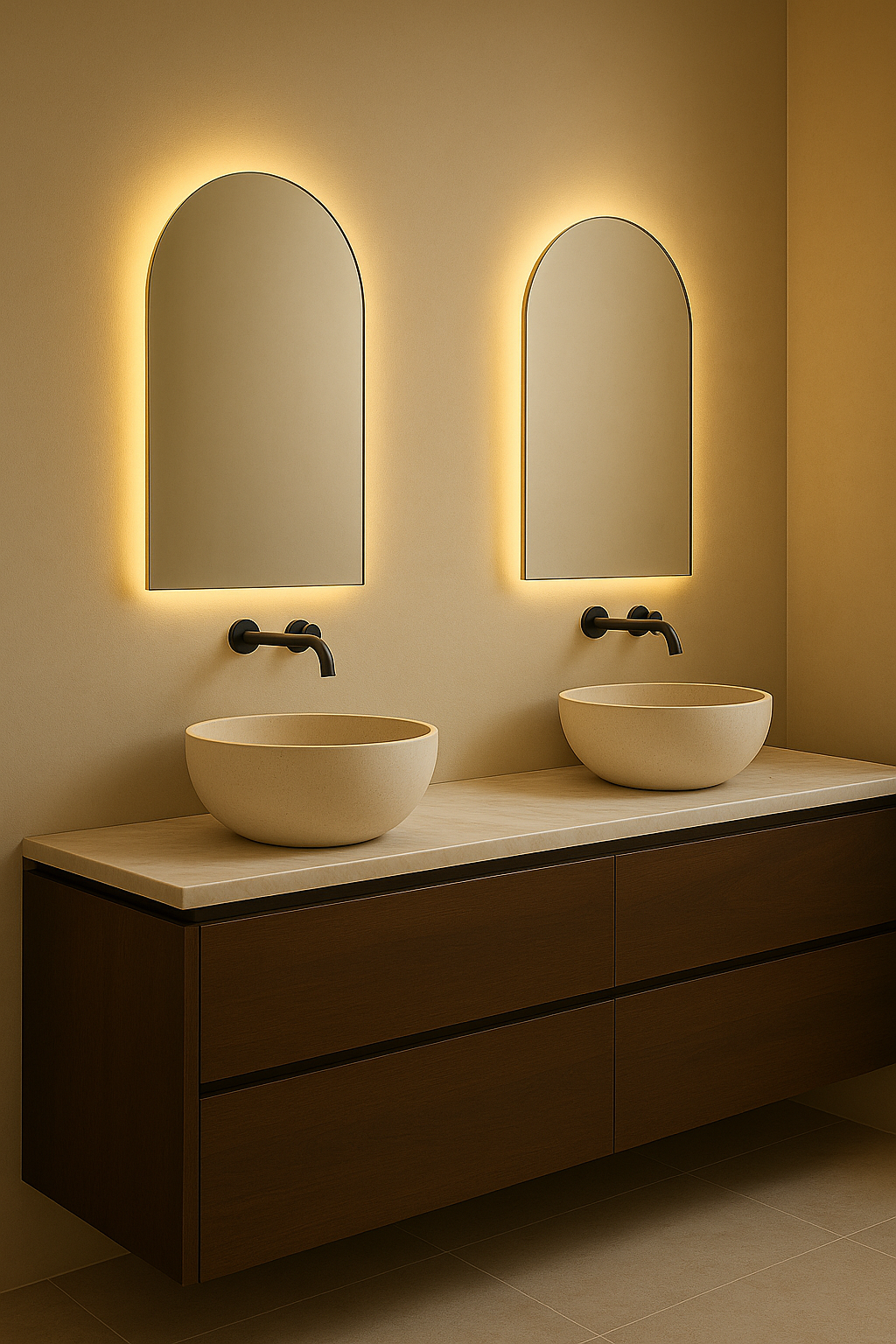 Spiegel Dubai - Rechthoekige Spiegel met Ronde Bovenkant - Indirect Spotless Verlichting | Incl. Verwarming