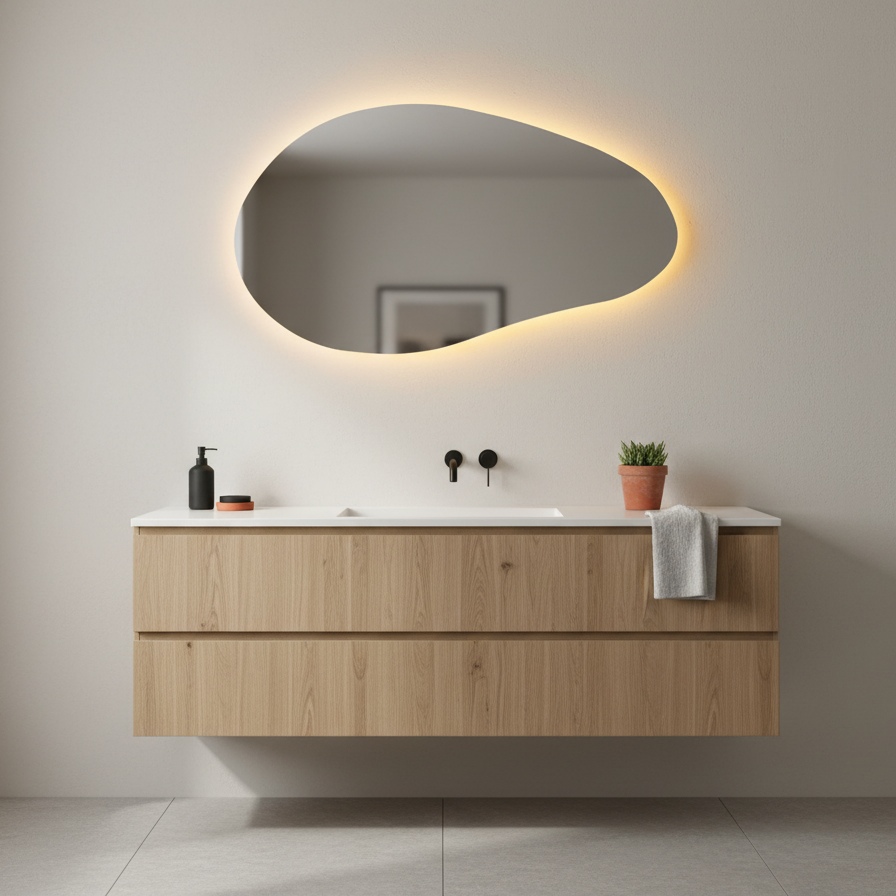 Spiegel Paris - Organische vorm - Indirecte Spotless Verlichting - Incl. Verwarming