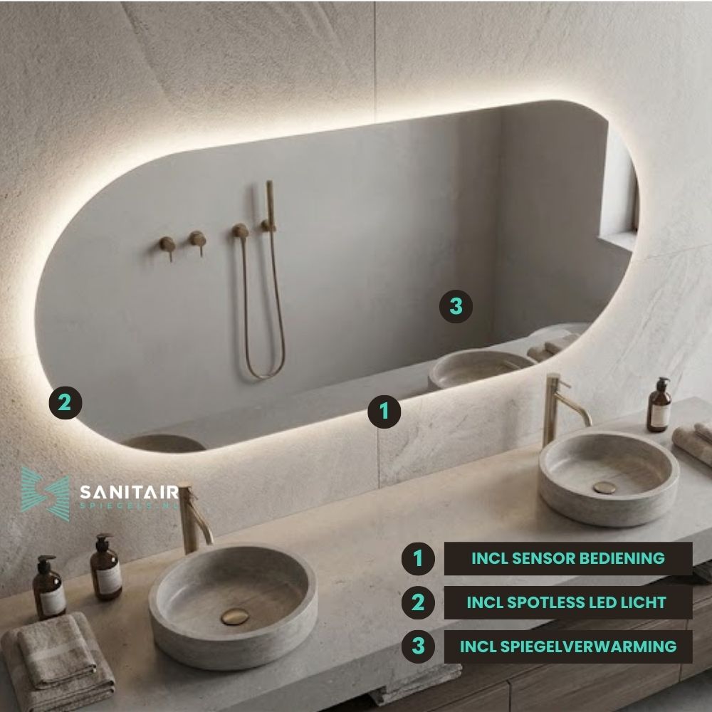 Spiegel Sydney - Ovaal Rechte Spiegel - 80 x 40 cm