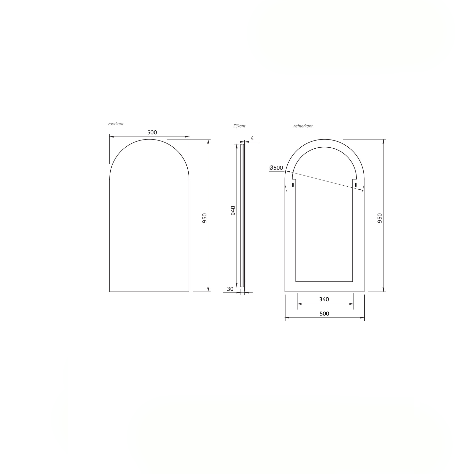 Spiegel Dubai - Rechthoekige Spiegel met Ronde Bovenkant - Indirect Spotless Verlichting | Incl. Verwarming
