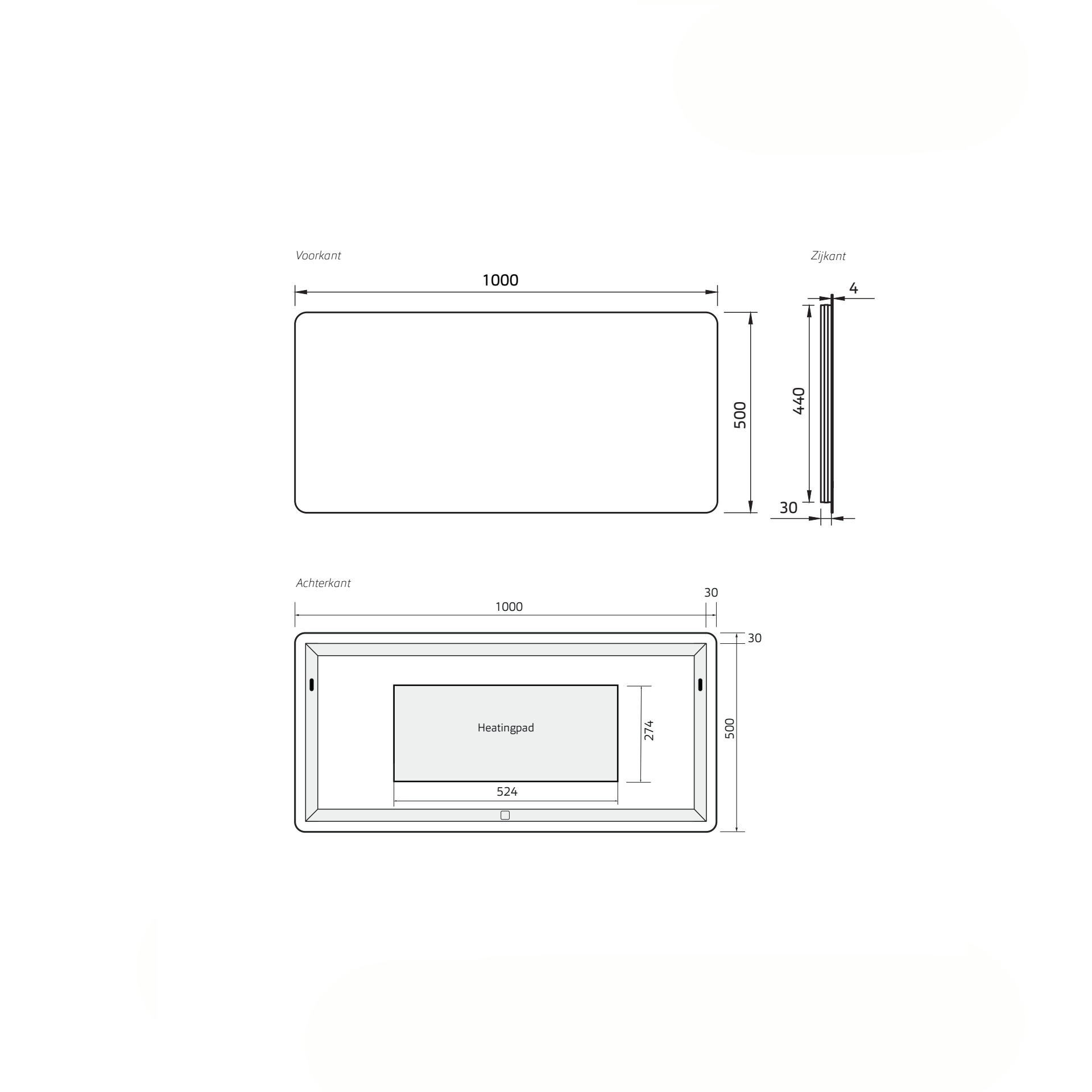 Spiegel Bangkok - D-vorm Spiegel - Indirecte Spotless Verlichting Rondom | Incl. Verwarming