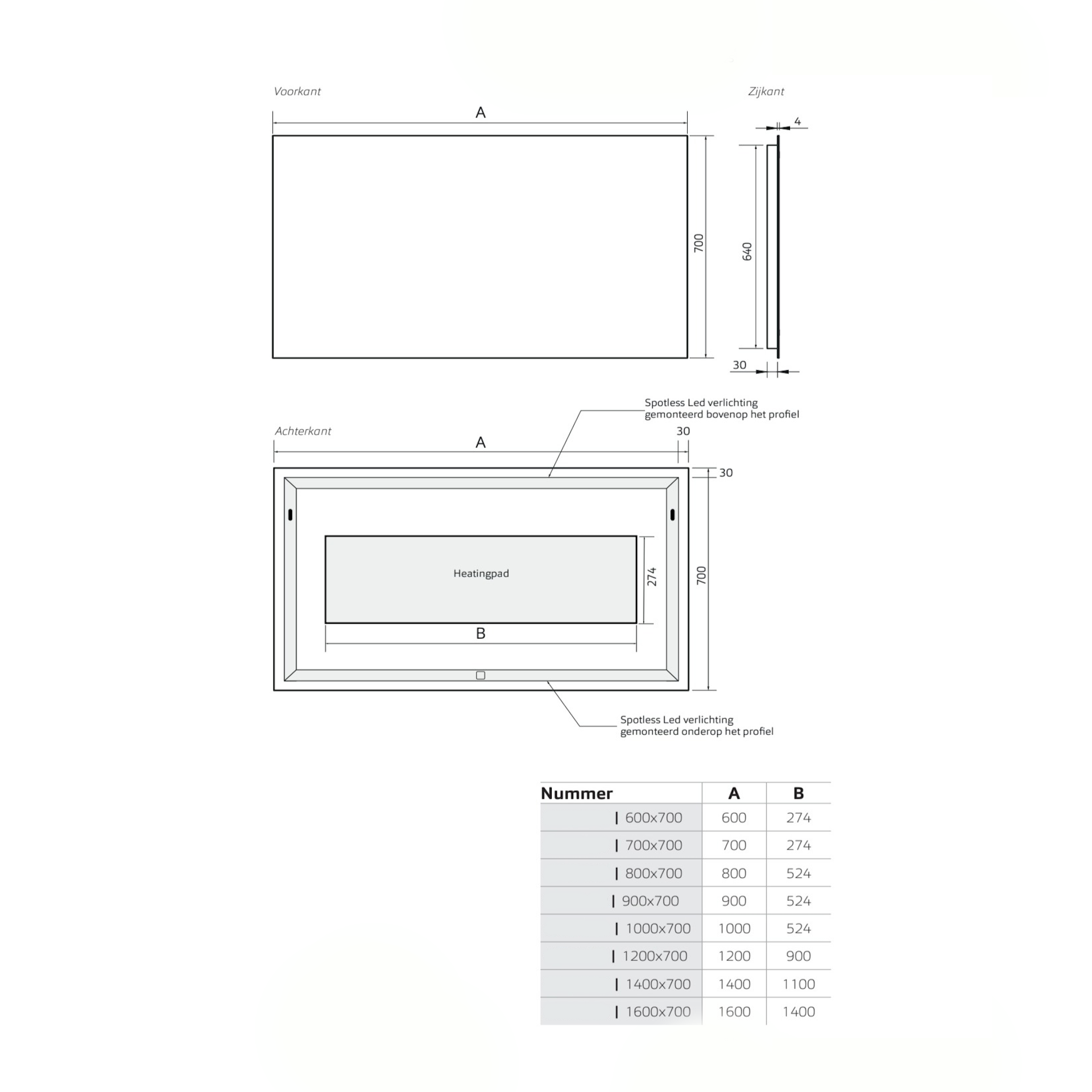 Spiegel Miami - Indirecte Verlichting Onder en Boven | Incl. Verwarming