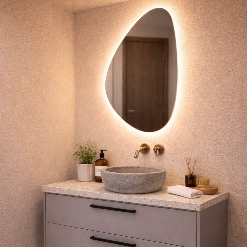 Amsterdam - Organische Toilet Spiegel - Indirecte Spotless Verlichting