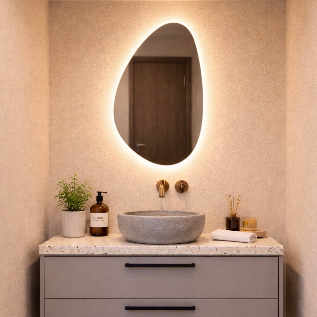 Amsterdam - Organische Toilet Spiegel - Indirecte Spotless Verlichting