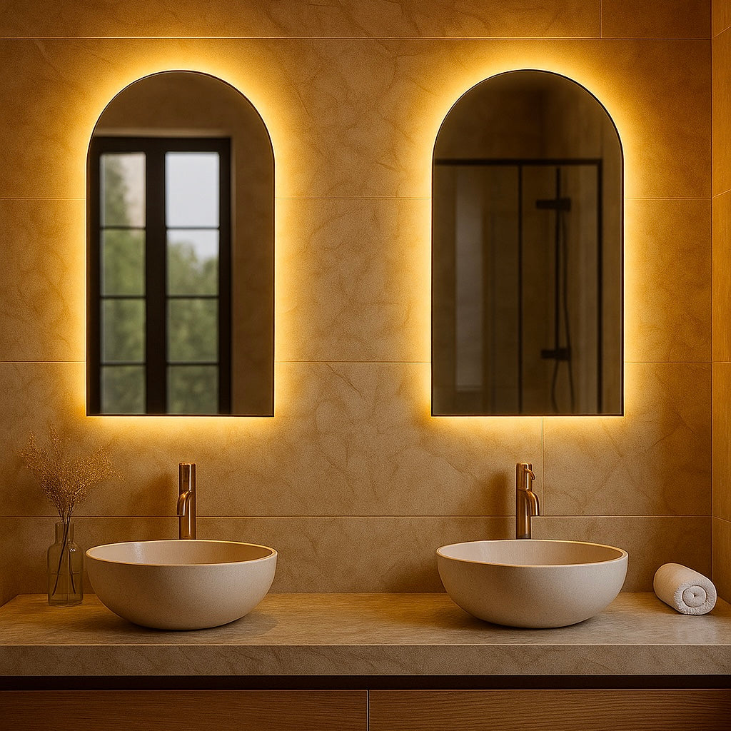 Spiegel Dubai - Rechthoekige Spiegel met Ronde Bovenkant - Indirect Spotless Verlichting | Incl. Verwarming