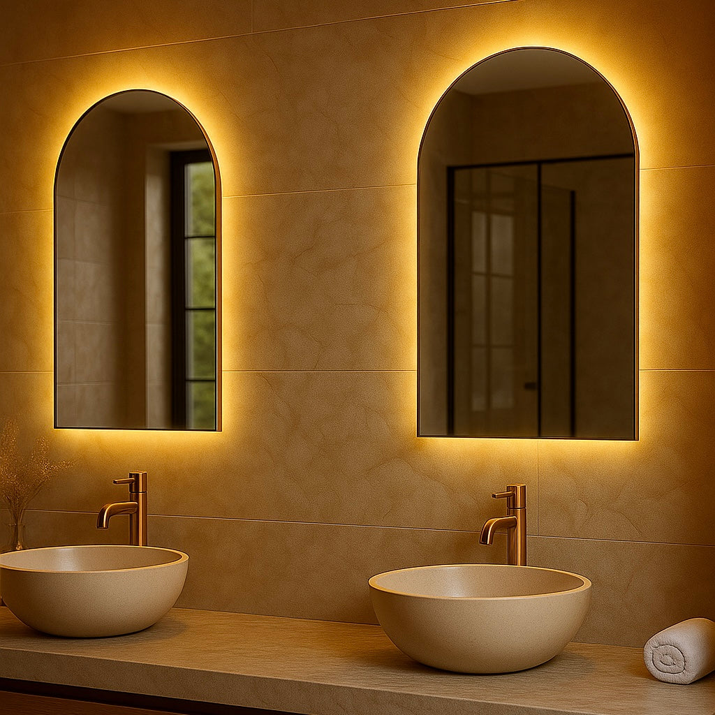 Spiegel Dubai - Rechthoekige Spiegel met Ronde Bovenkant - Indirect Spotless Verlichting | Incl. Verwarming