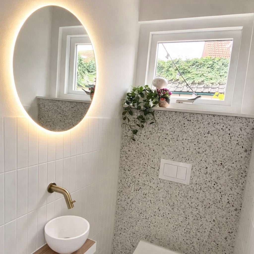 Oslo - Ronde Toilet Spiegel - Indirecte Spotless Verlichting