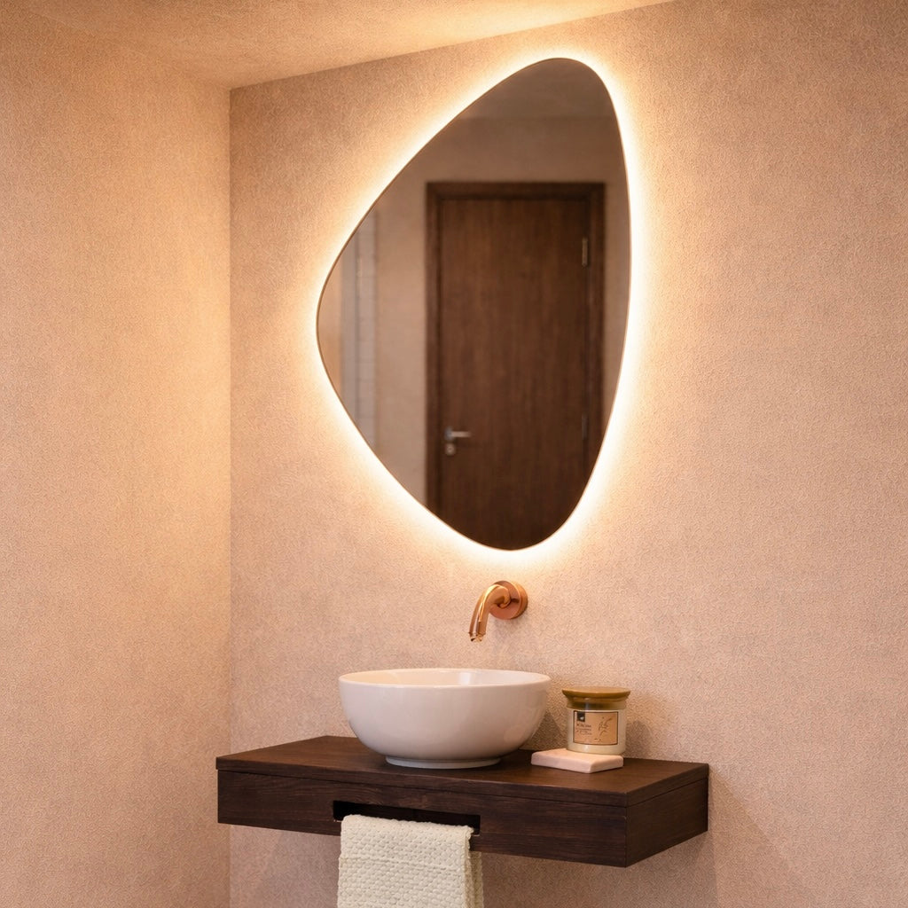 Helsinki - Organische Toilet Spiegel - Indirecte Spotless Verlichting