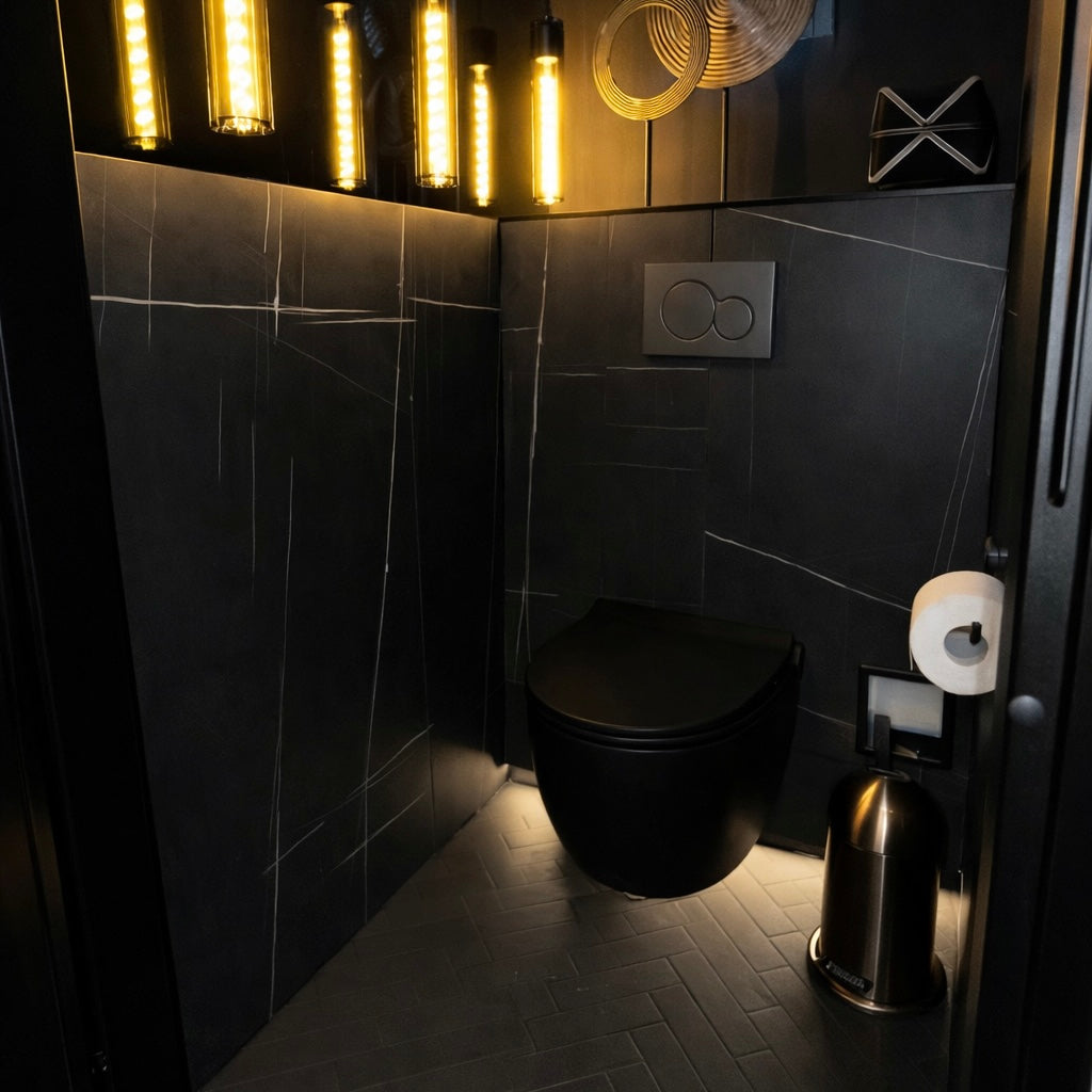 Xenz Gio Randloos Toilet 47cm met Vortexspoeling Zwart Mat