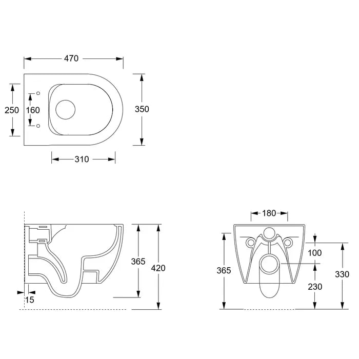 Xenz Gio Randloos Toilet 47cm met Vortexspoeling Wit Mat