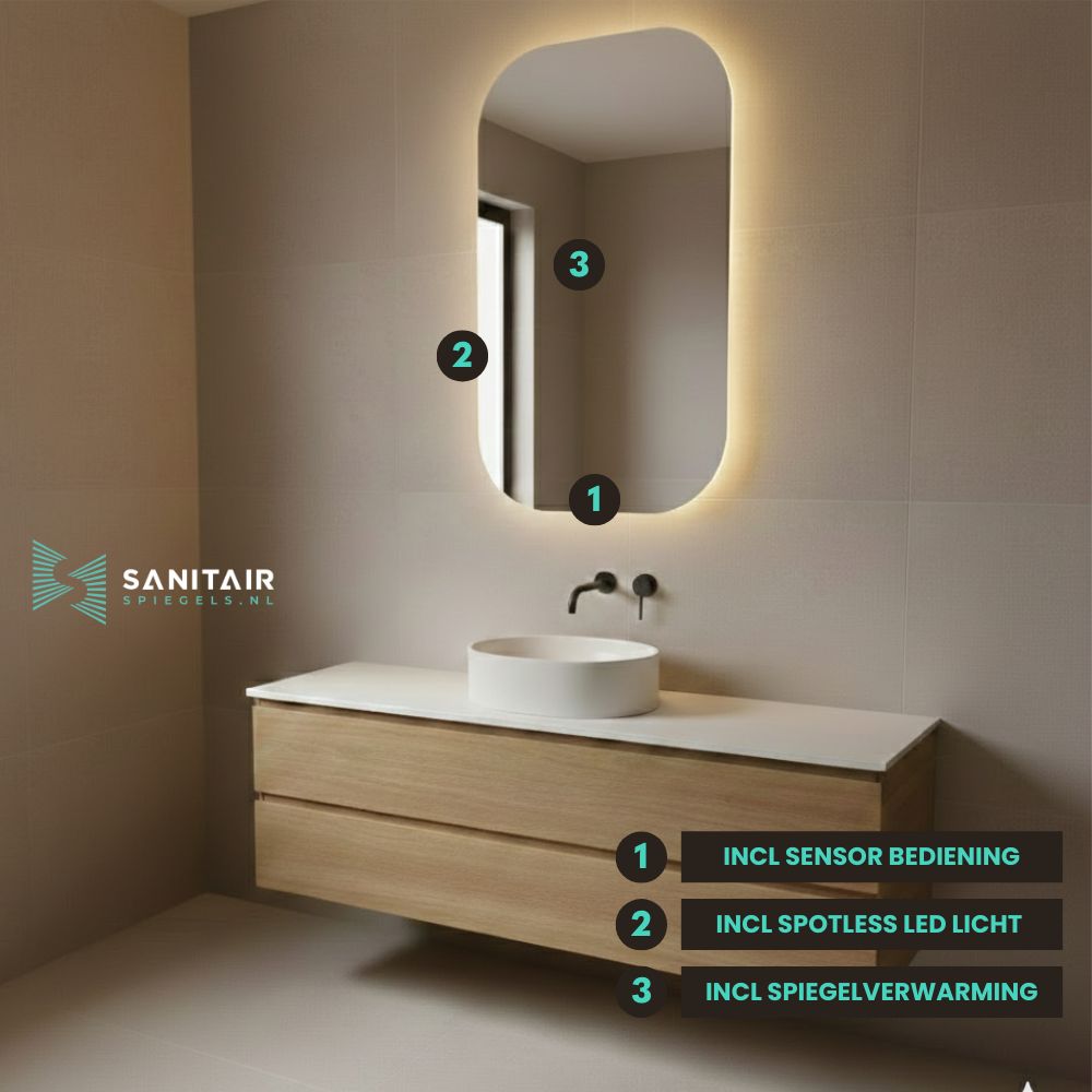 Spiegel Bangkok - D-vorm Spiegel - 40 x 80 cm (V)