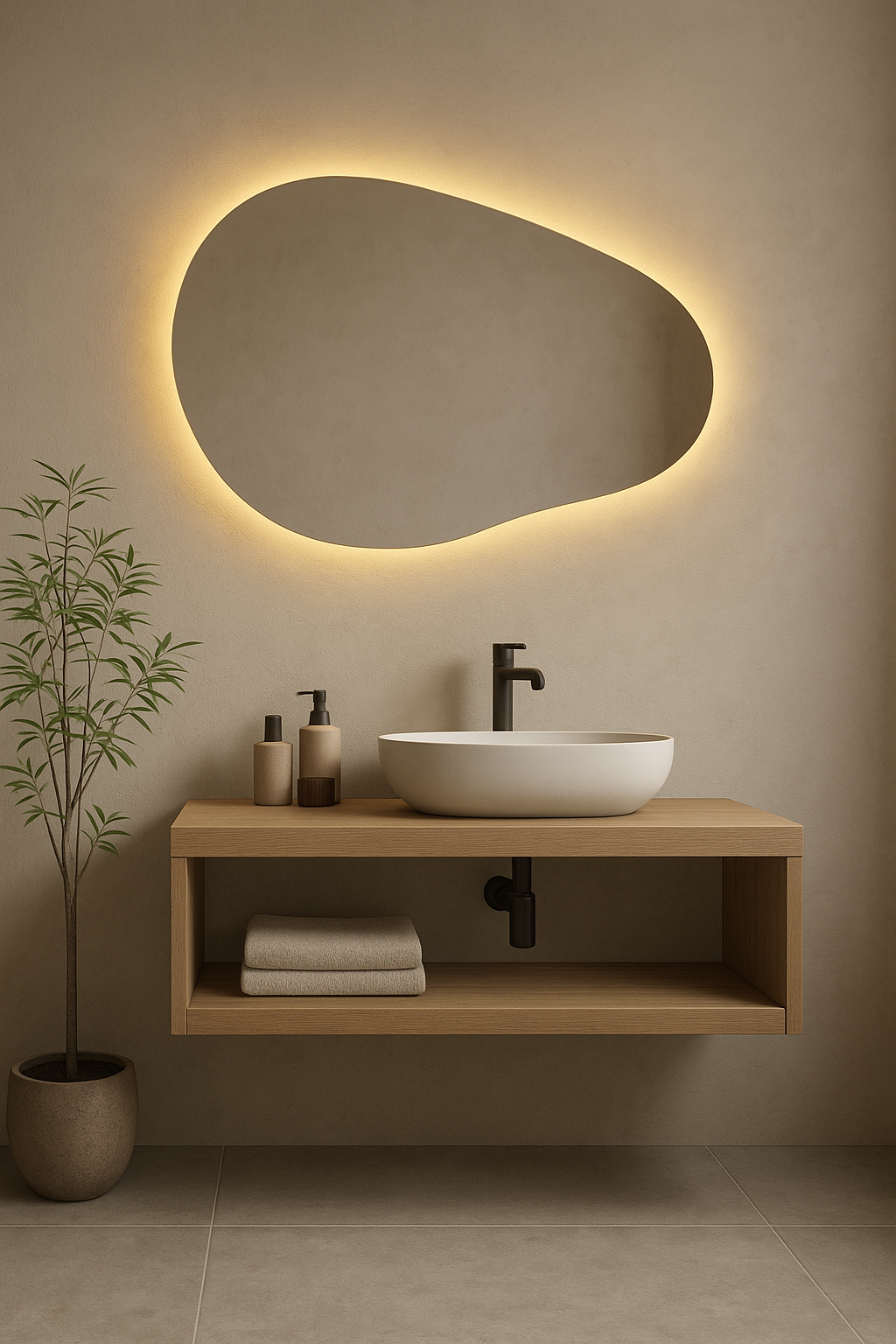 Spiegel Paris - Organische vorm - Indirecte Spotless Verlichting - Incl. Verwarming