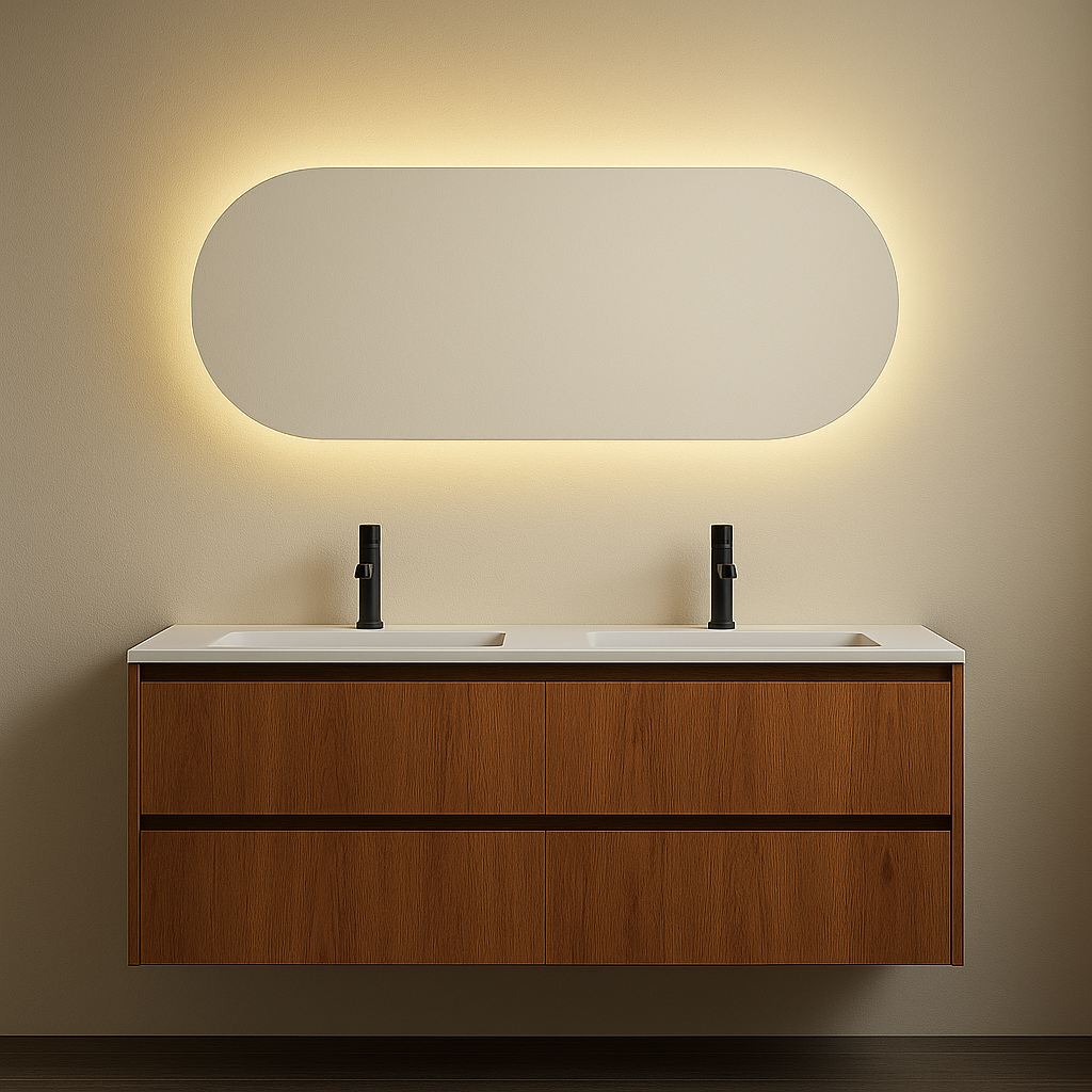 Spiegel Sydney - Ovaal rechte spiegel - Indirecte Spotless Verlichting | Incl. Verwarming