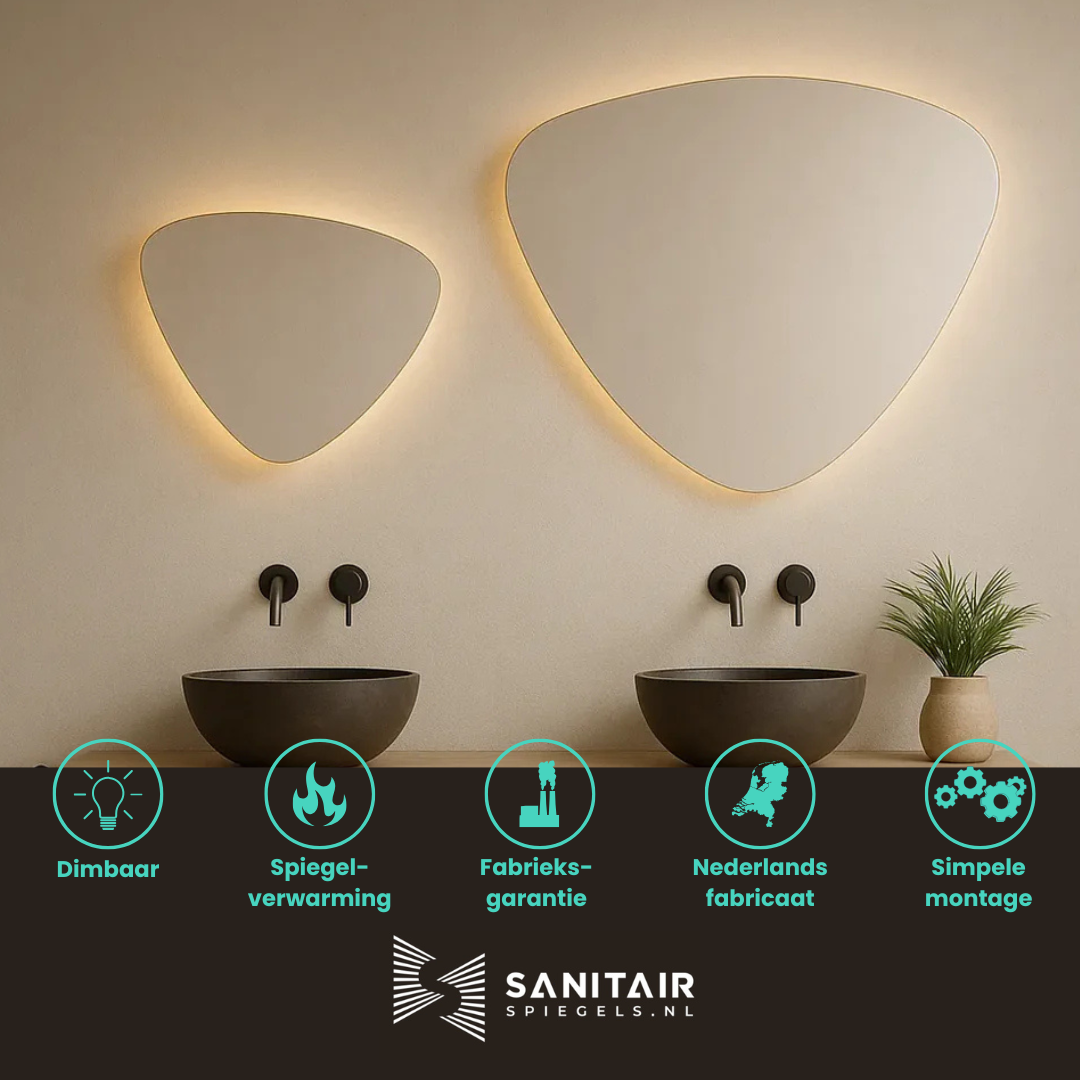 Spiegel Barcelona - Organische Vorm - Indirecte Spotless Verlichting | Incl. Verwarming