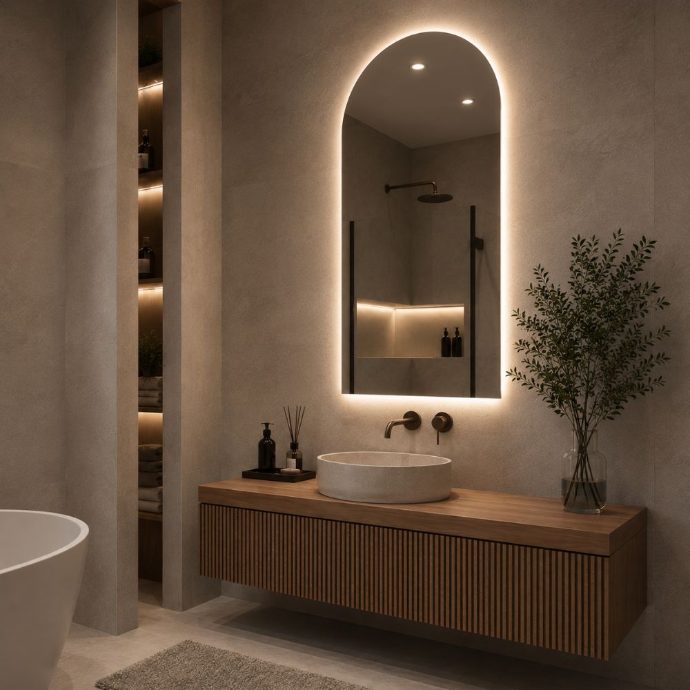 Dubai - Boogvormige Badkamerspiegel 60x90 cm - LED & Anti-Condens