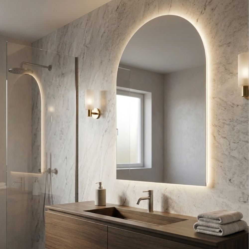 Spiegel Dubai - Rechthoekige Spiegel met Ronde Bovenkant - 70 x 105 cm