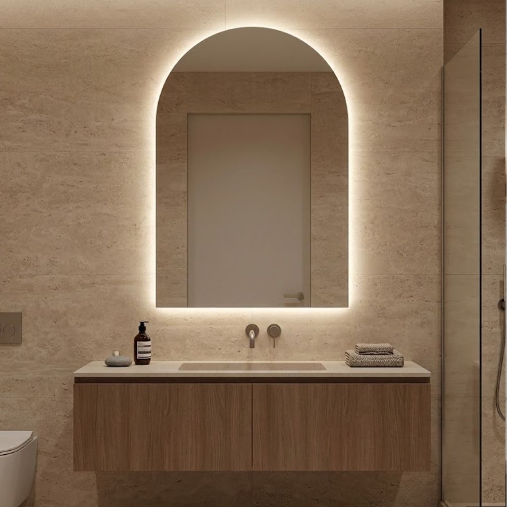 Spiegel Dubai - Rechthoekige Spiegel met Ronde Bovenkant - 70 x 105 cm