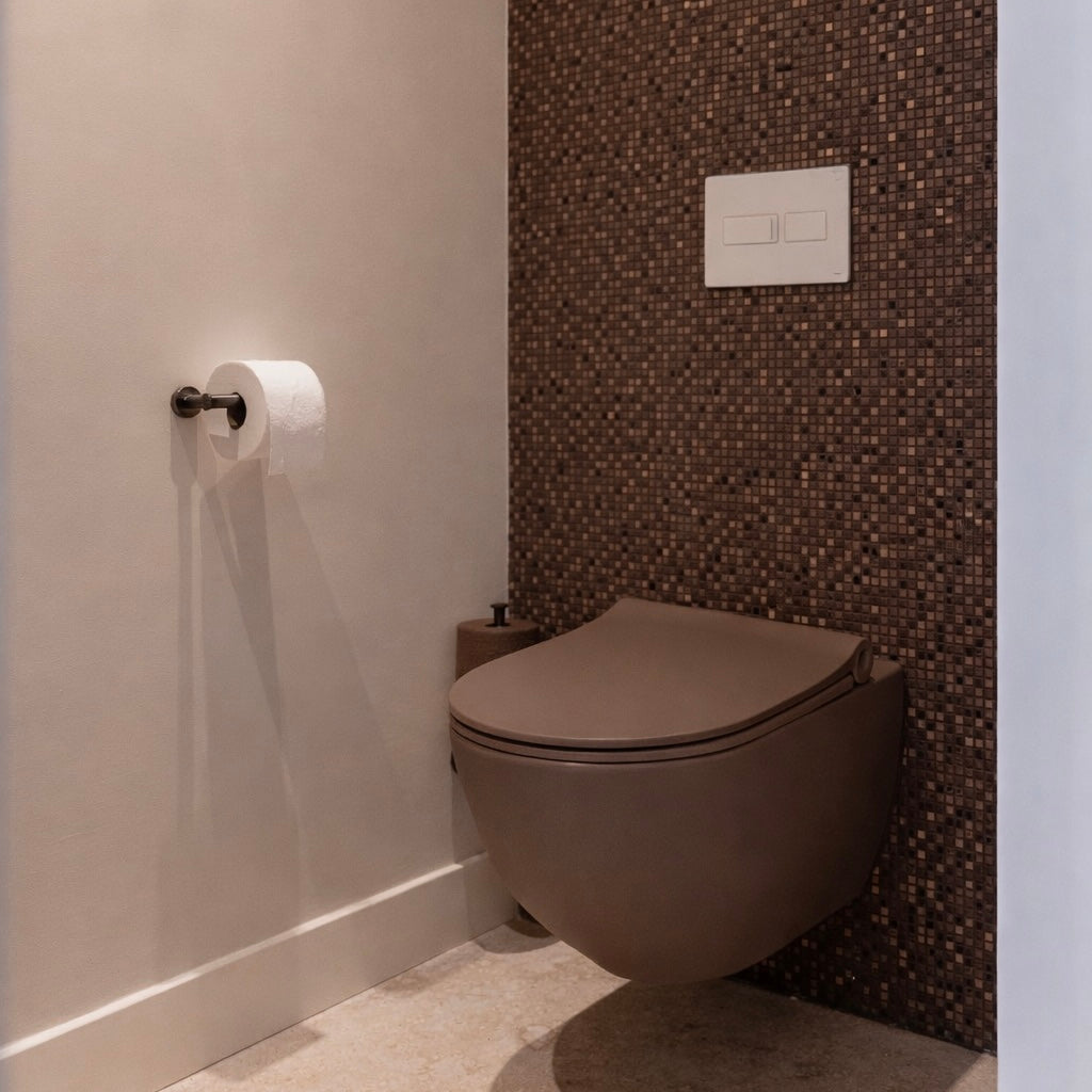 Xenz Gio Randloos Toilet 47cm met Vortexspoeling Coffe Mat