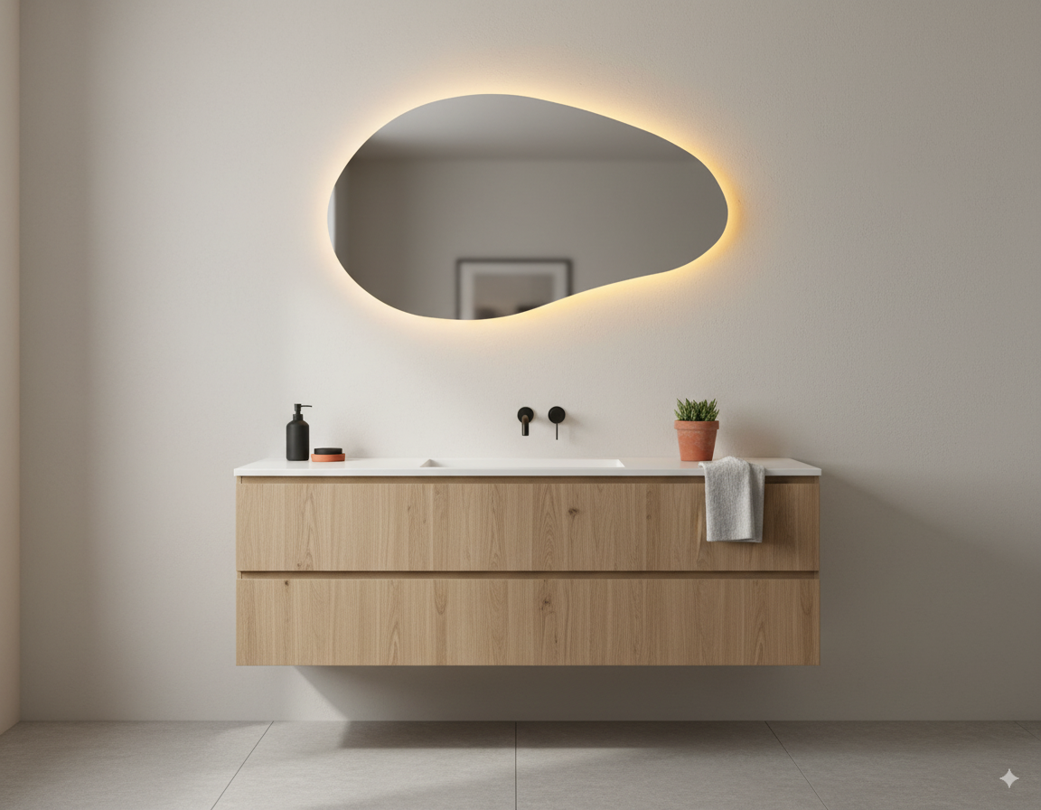 Spiegel Paris - Organische vorm - Indirecte Spotless Verlichting - Incl. Verwarming