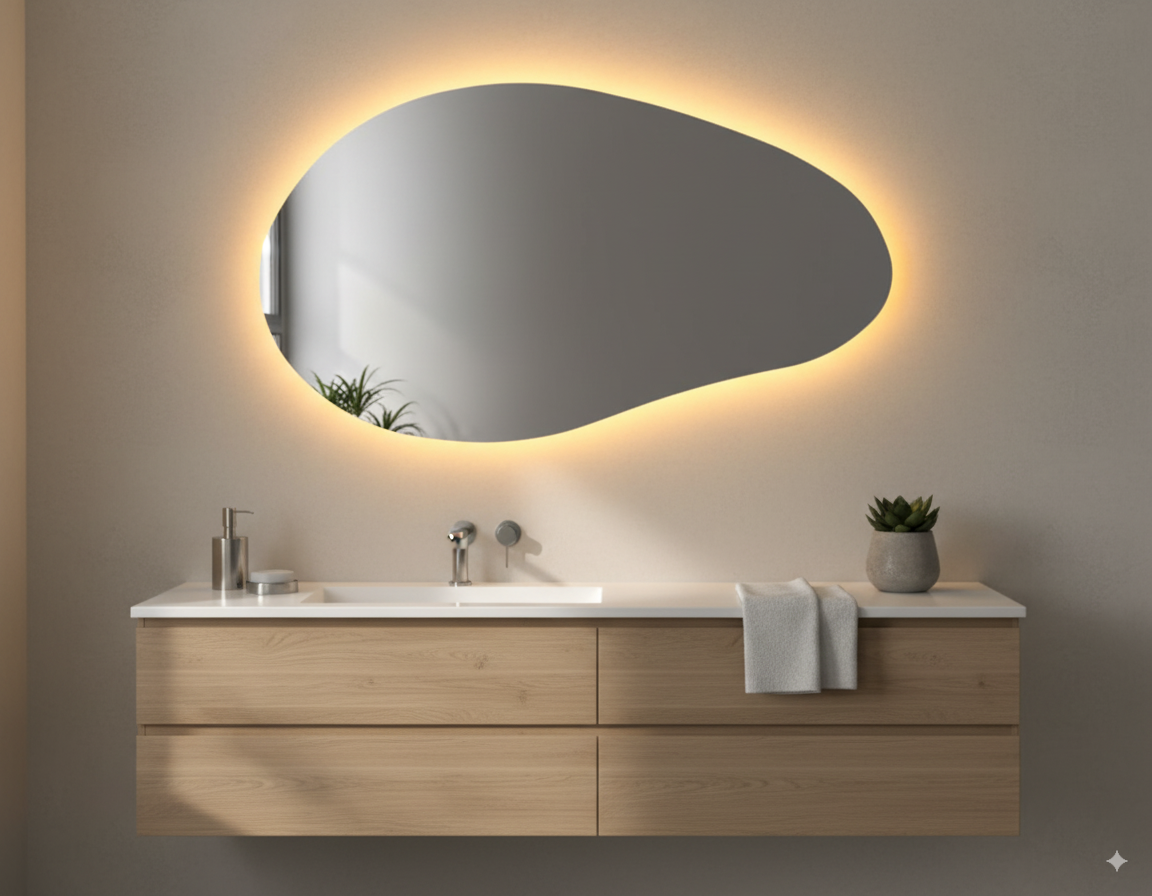 Spiegel Paris - Organische vorm - Indirecte Spotless Verlichting - Incl. Verwarming