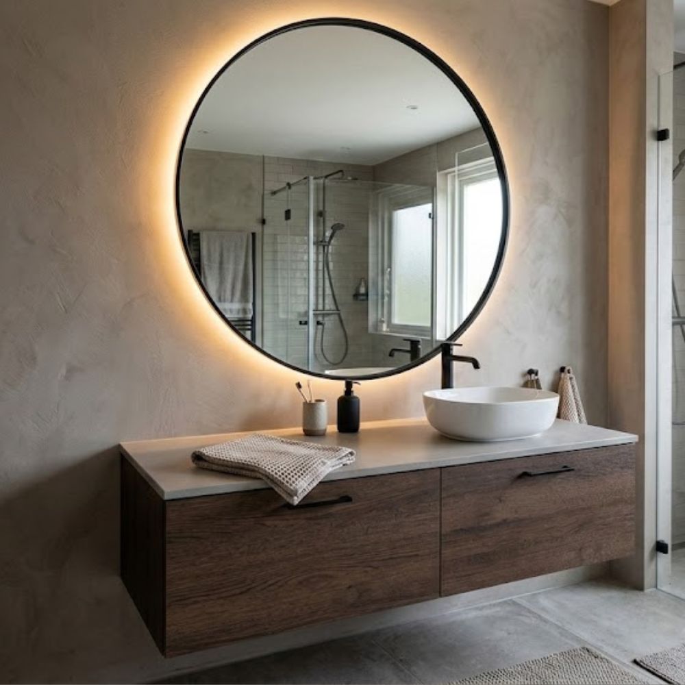 Spiegel New York - Ronde Spiegel met Zwarte Kaderrand - Ø100 cm