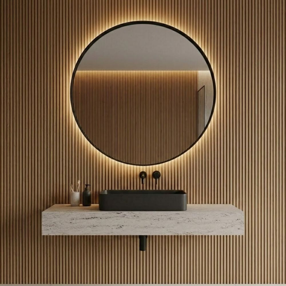 Spiegel New York - Ronde Spiegel met Zwarte Kaderrand - Ø60 cm