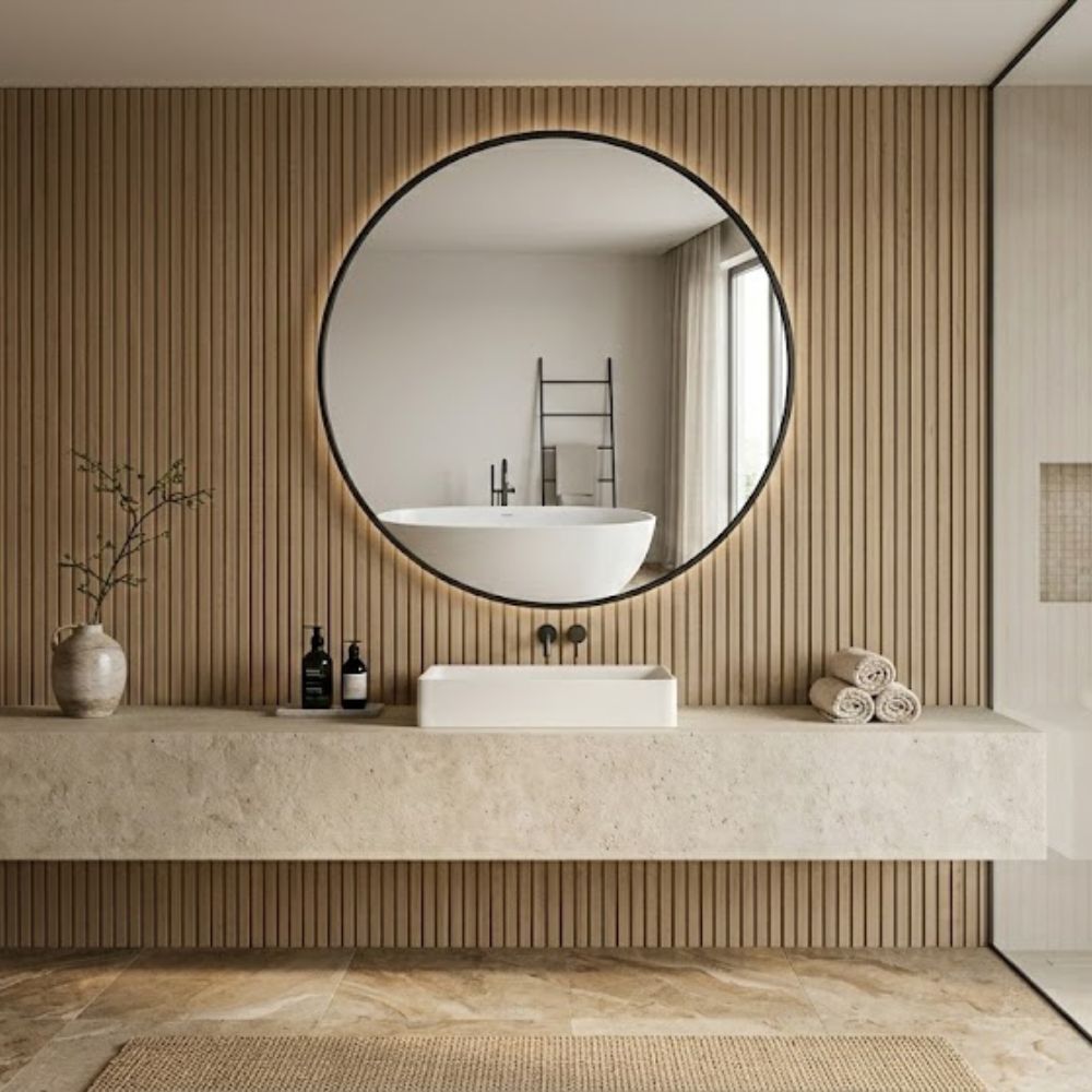 Spiegel New York - Ronde Spiegel met Zwarte Kaderrand - Ø80 cm