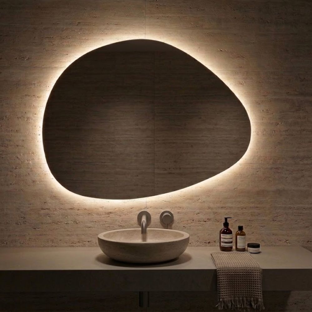 Spiegel Rome - Organische Vorm - 86 x 72,5 cm - Incl. LED Rondom & Spiegelverwarming