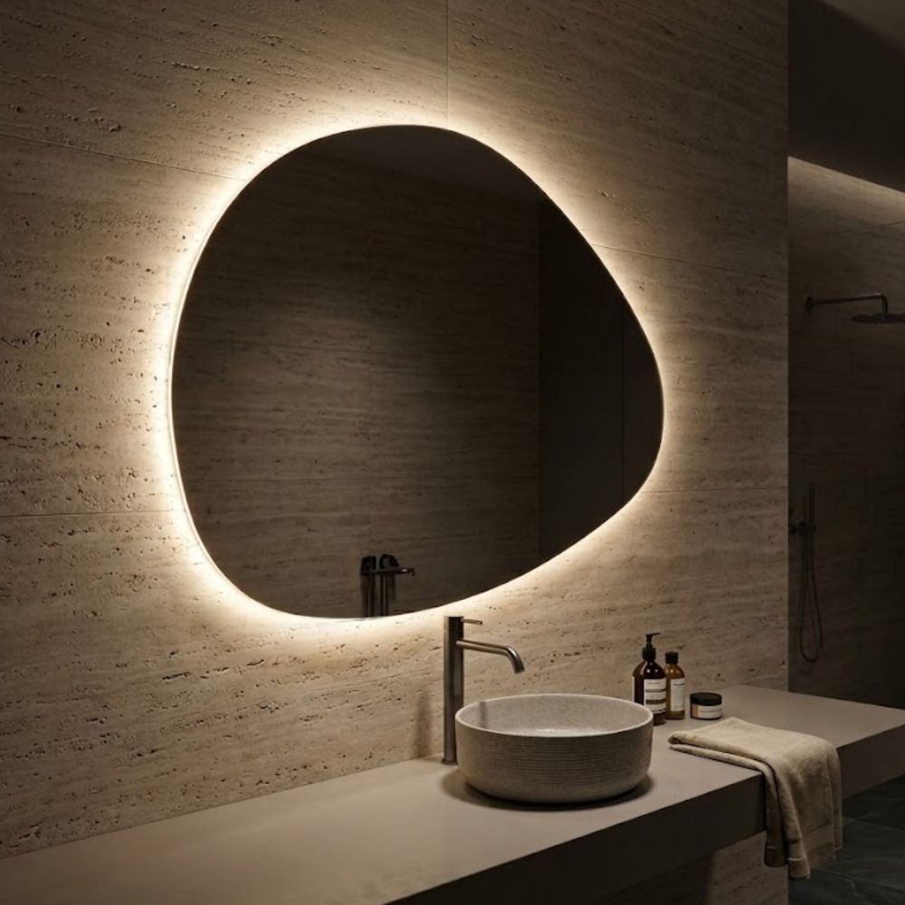 Spiegel Rome - Organische Vorm - 86 x 72,5 cm - Incl. LED Rondom & Spiegelverwarming