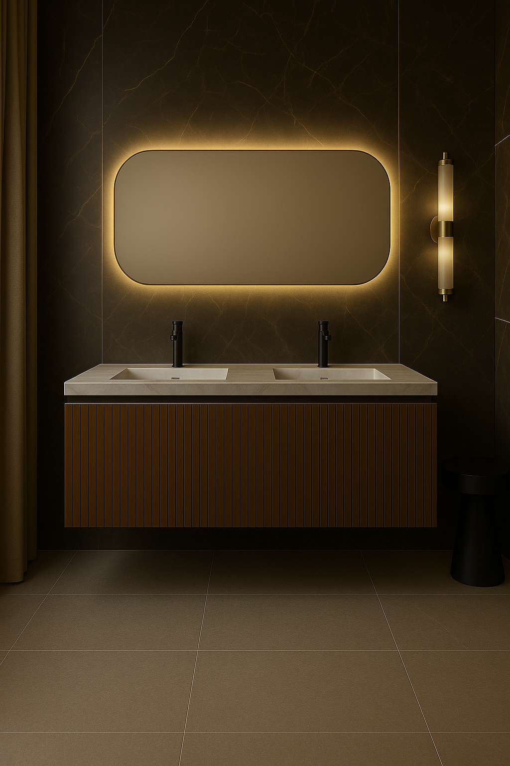 Spiegel Bangkok - D-vorm spiegel - Indirecte Spotless Verlichting Rondom | Incl. Verwarming
