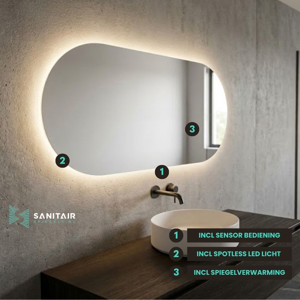 Spiegel Sydney - Ovaal Rechte Spiegel - 100 x 50 cm