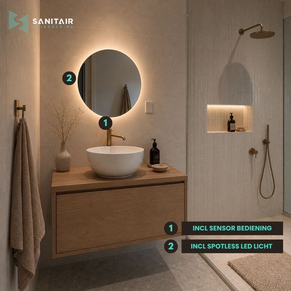 Tokyo - Ronde Badkamerspiegel Ø40 cm - Indirecte LED