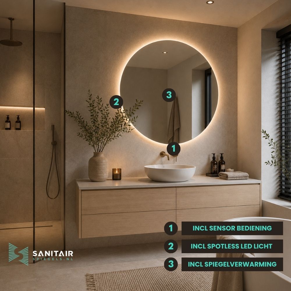 Tokyo - Ronde Badkamerspiegel Ø120 cm - LED & Anti-Condens